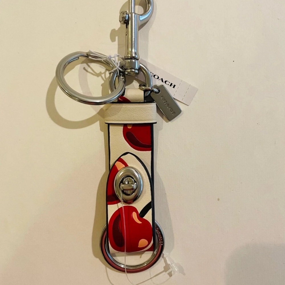 Coach Cherry Print Keychain with Silver Hardware - Picture 9 of 11